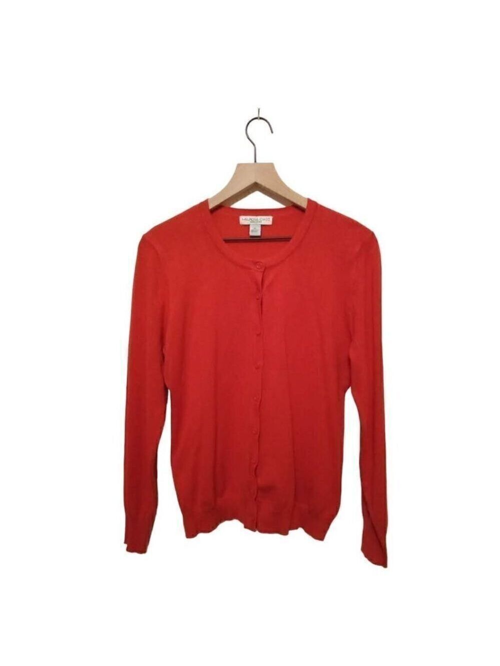 MELROSE Chic Orange Rayon Blend Button Down Long Sleeve Cardigan Sz XL